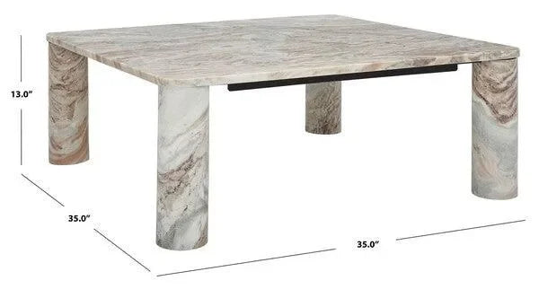 Nicoletta Marble Coffee Table in White and Brown - The Mayfair Hall