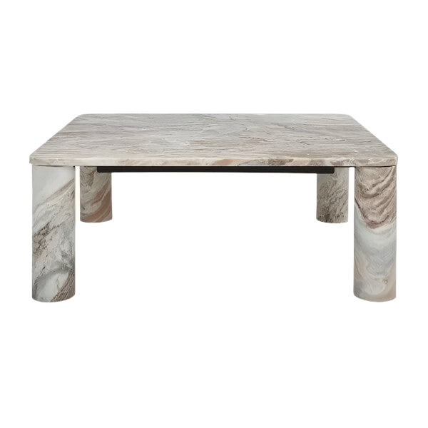 Nicoletta Marble Coffee Table in White and Brown - The Mayfair Hall