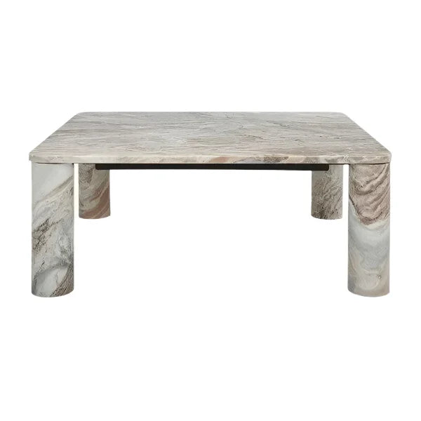 Nicoletta Marble Coffee Table in White and Brown - The Mayfair Hall