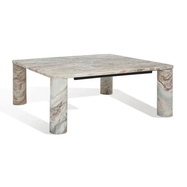 Nicoletta Marble Coffee Table in White and Brown - The Mayfair Hall