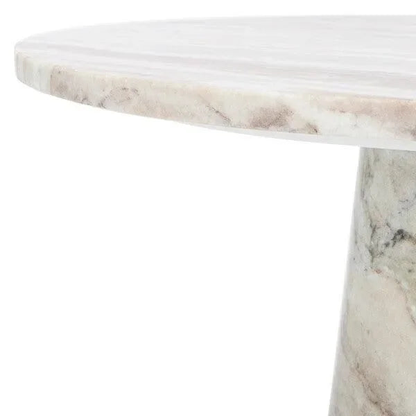 Valentia Marble Tall Accent Table in White and Brown - The Mayfair Hall