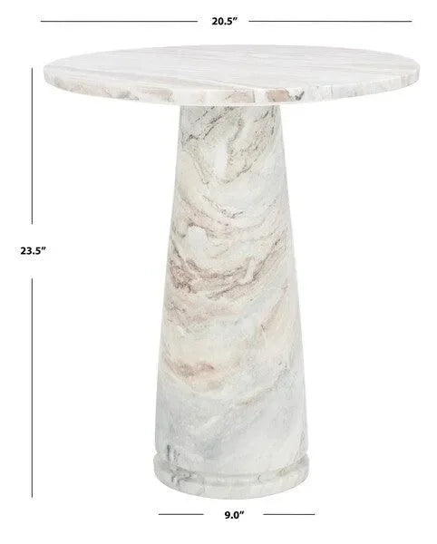 Valentia Marble Tall Accent Table in White and Brown - The Mayfair Hall