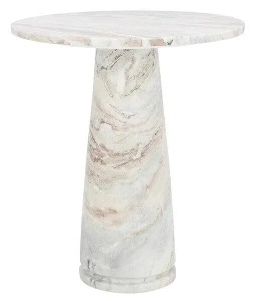 Valentia Marble Tall Accent Table in White and Brown - The Mayfair Hall