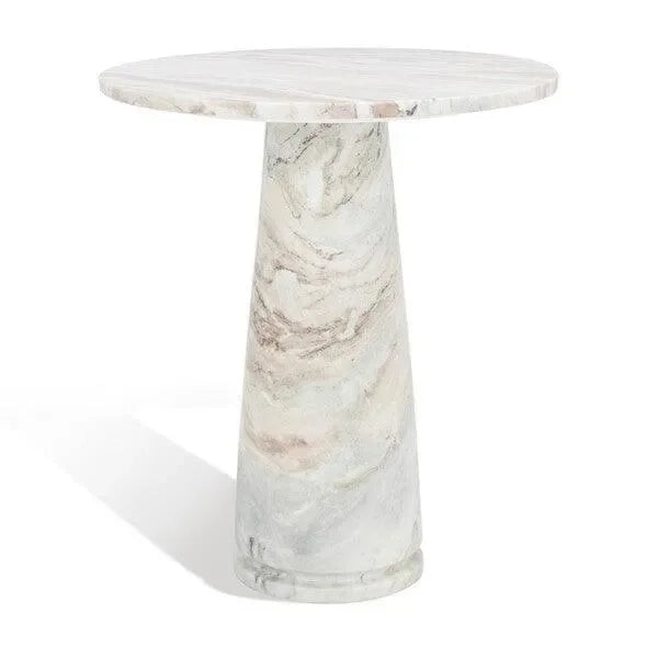 Valentia Marble Tall Accent Table in White and Brown - The Mayfair Hall