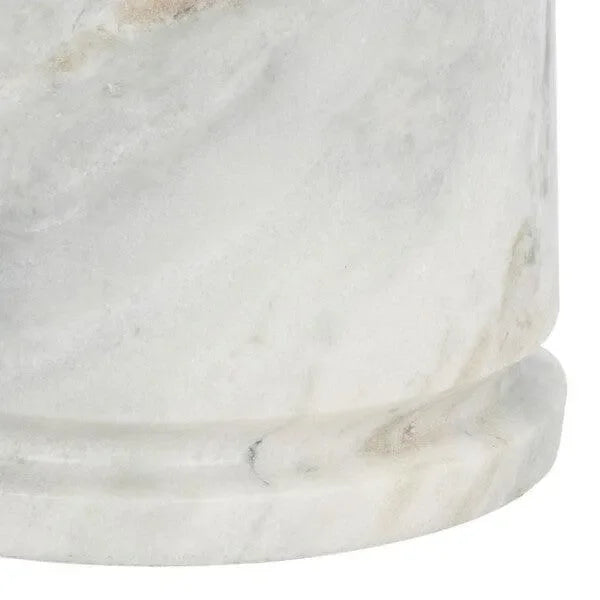 Valentia Marble Tall Accent Table in White and Brown - The Mayfair Hall