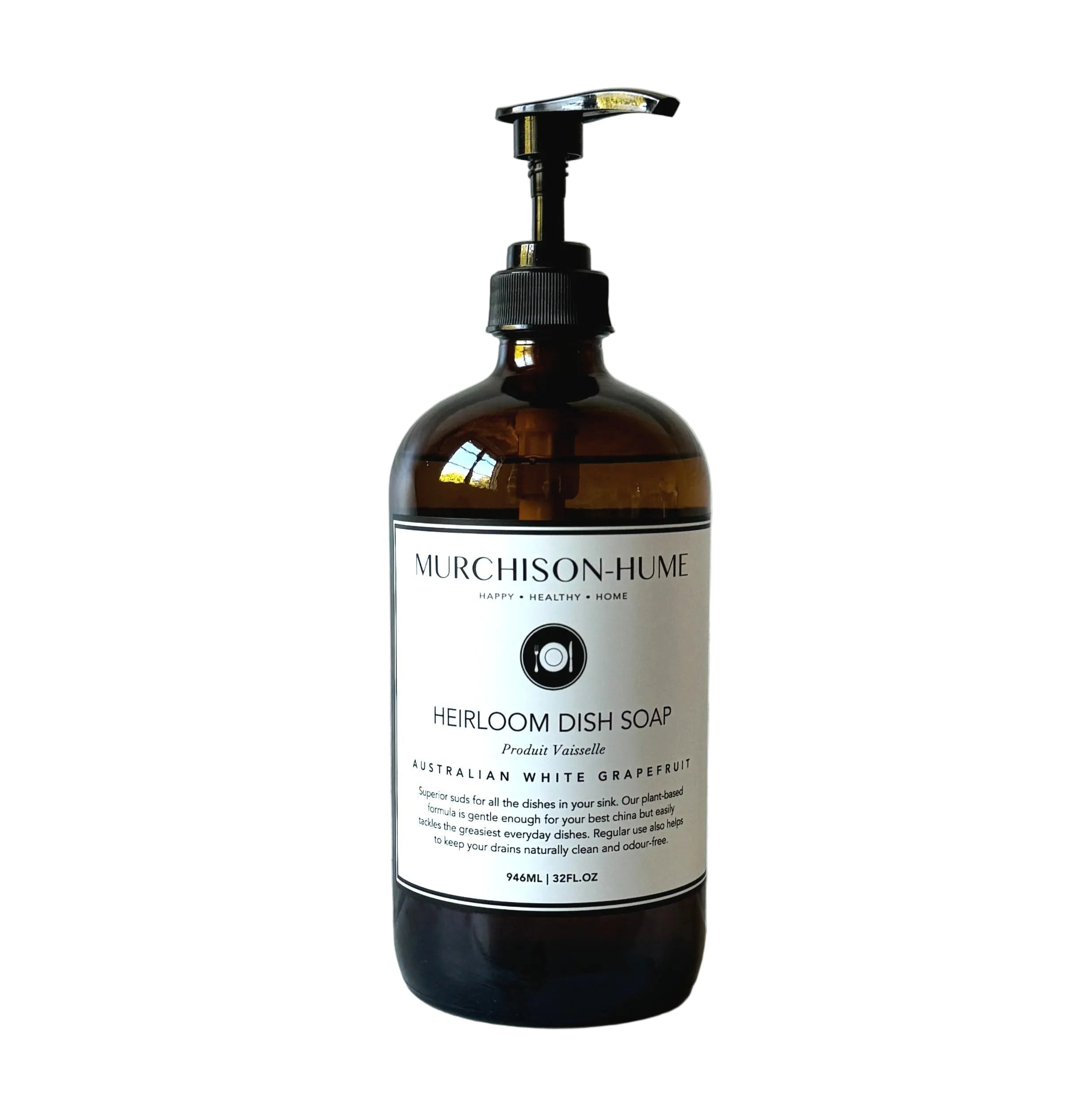 Heirloom Dish Soap in Amber Glass Bottle