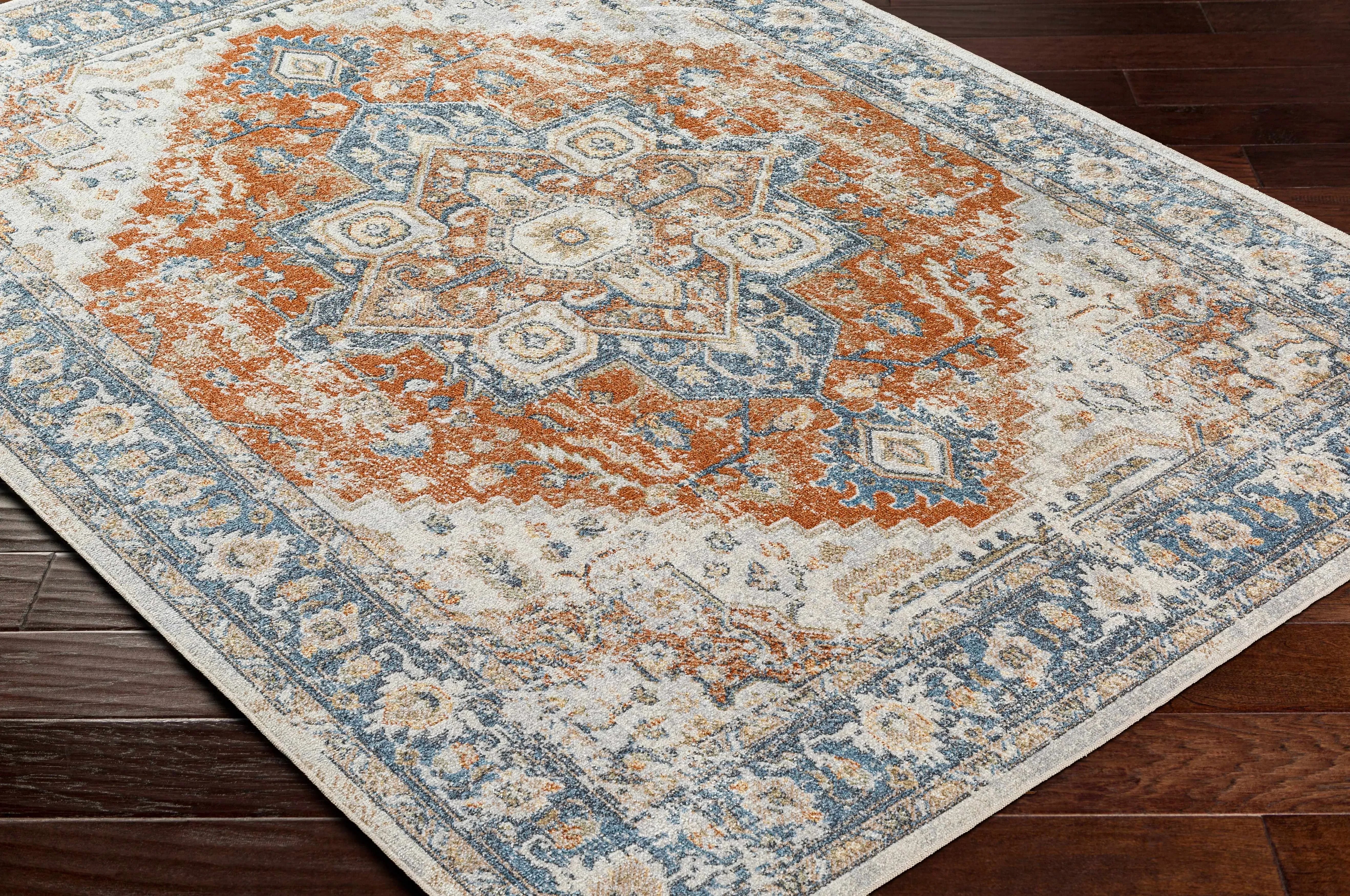 Ezri Rust Washable Area Rug - The Mayfair Hall