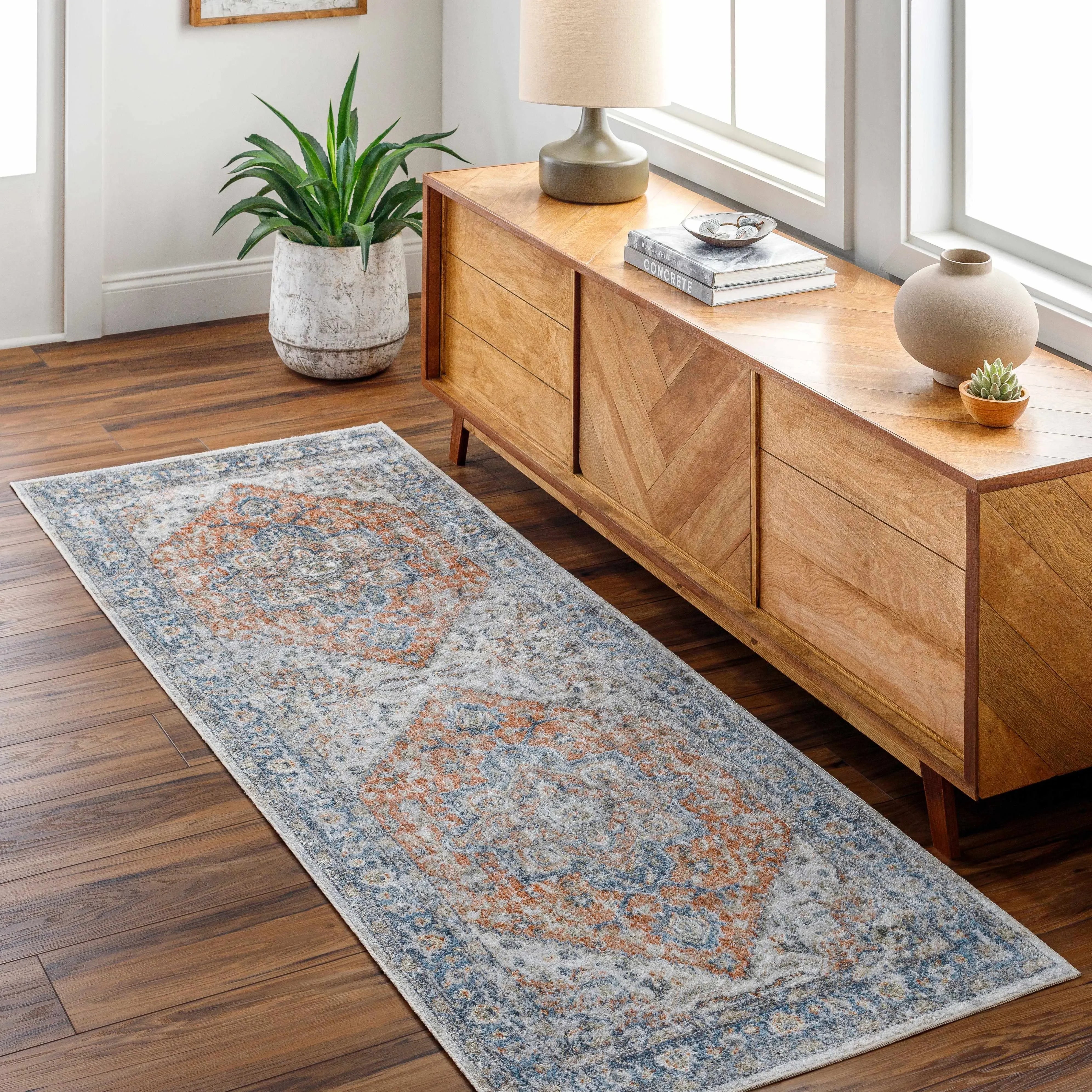 Ezri Rust Washable Area Rug - The Mayfair Hall