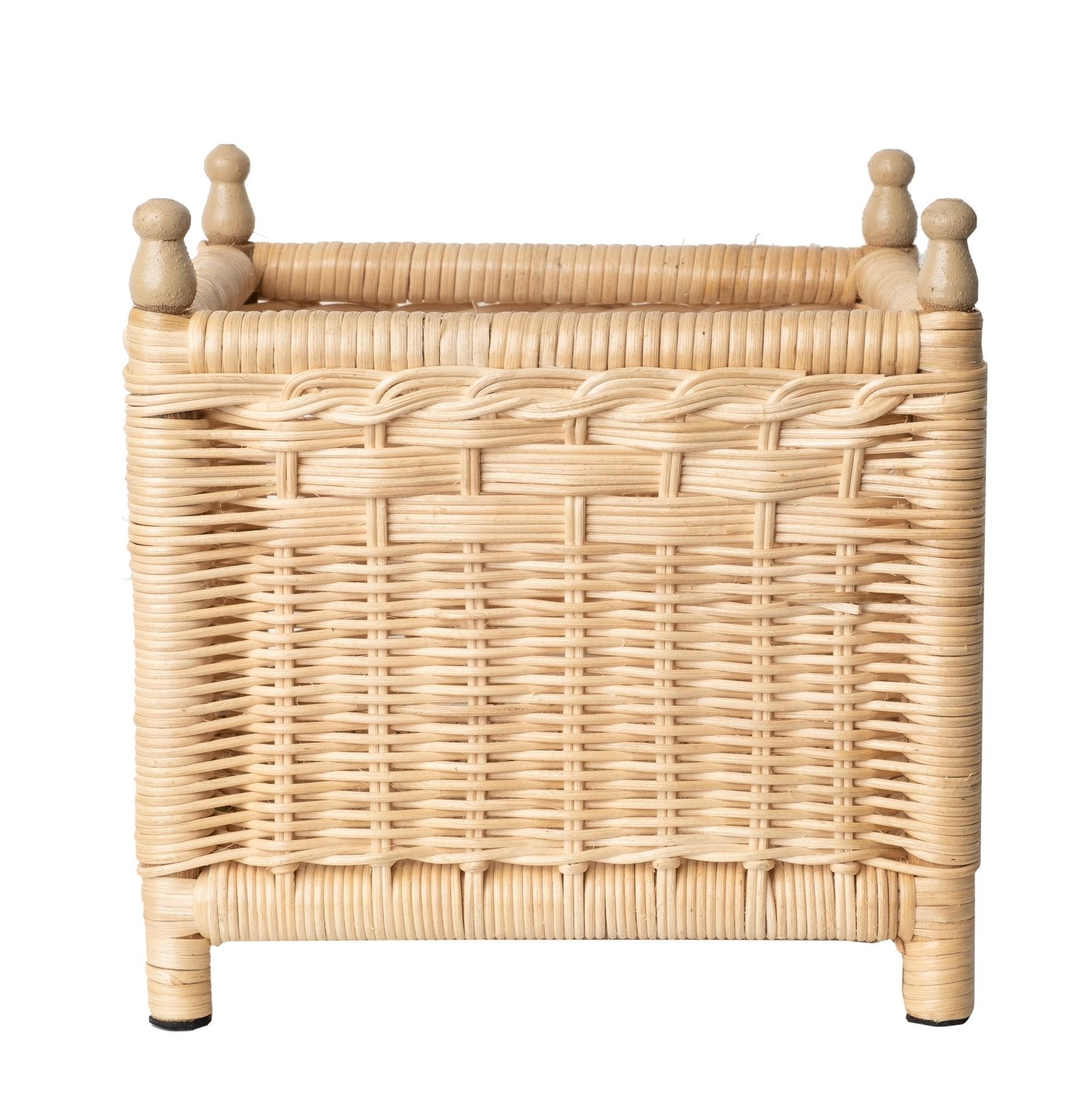 Jumbo Floor Wicker Box Planter in Natural