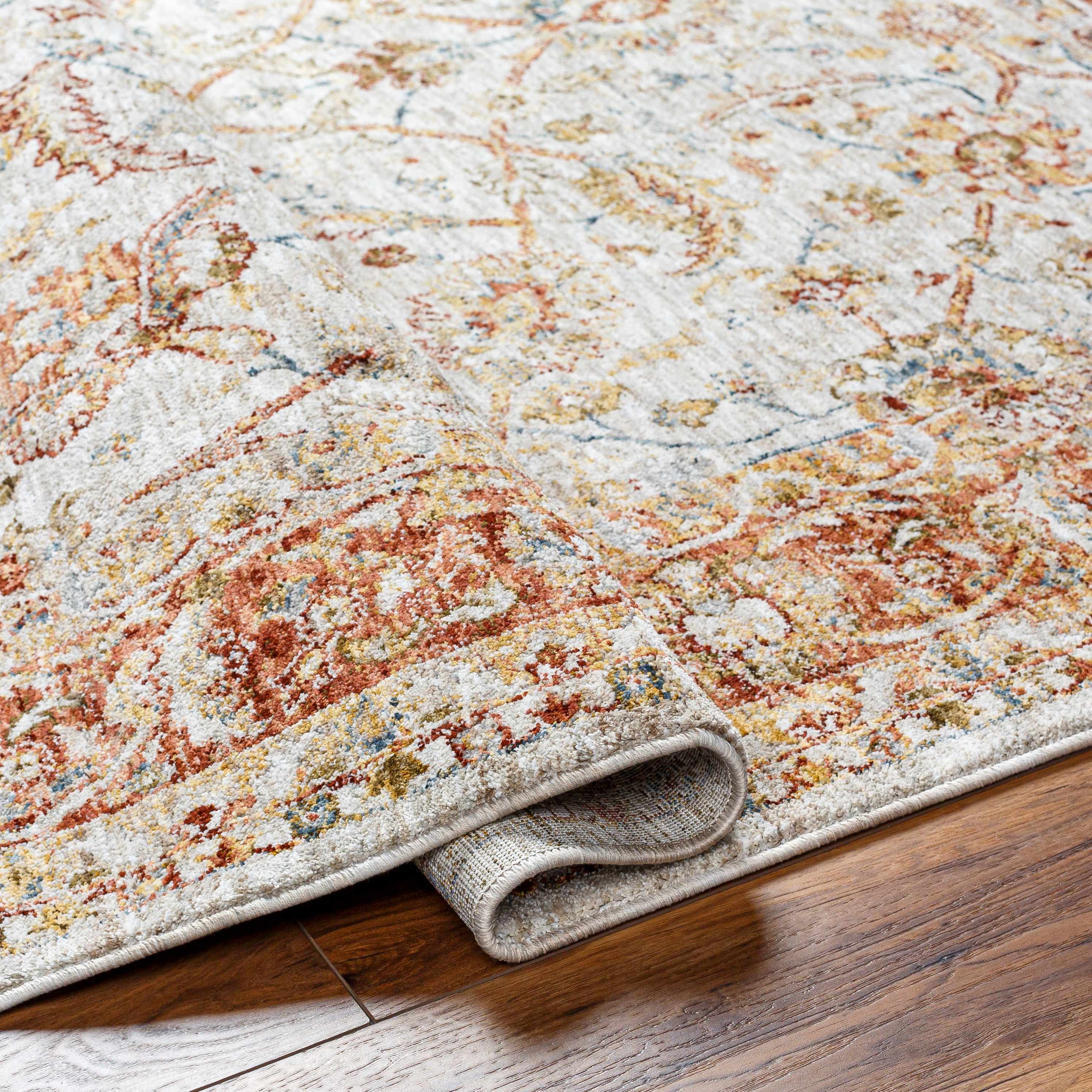 Dyan Cream Textured Rug with Fringes