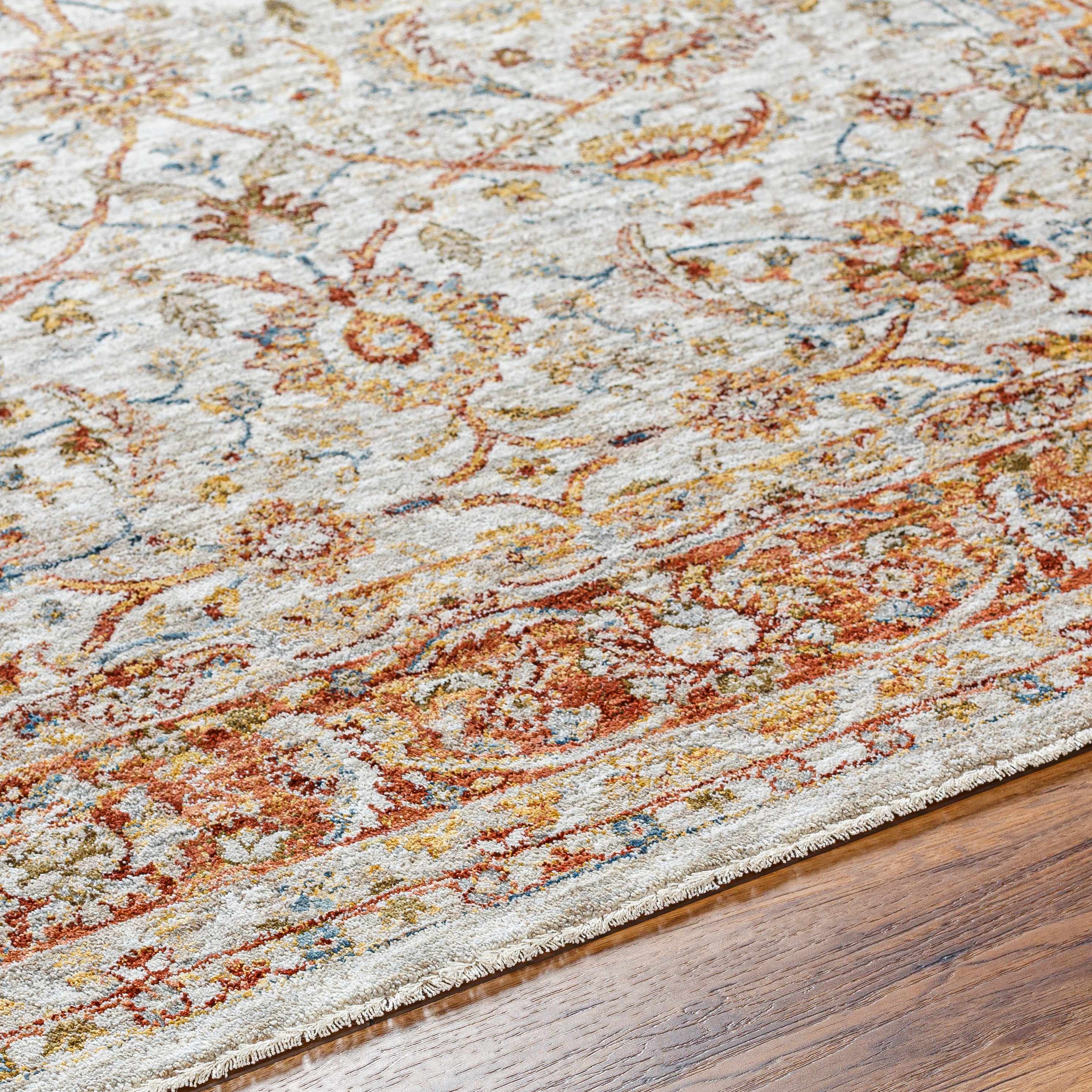 Dyan Cream Textured Rug with Fringes