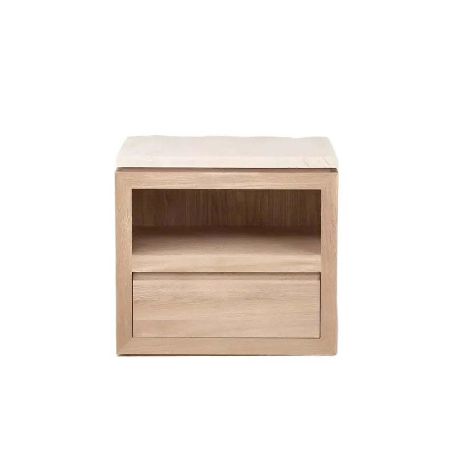 Sofita Marble Nightstand - White Oak - The Mayfair Hall