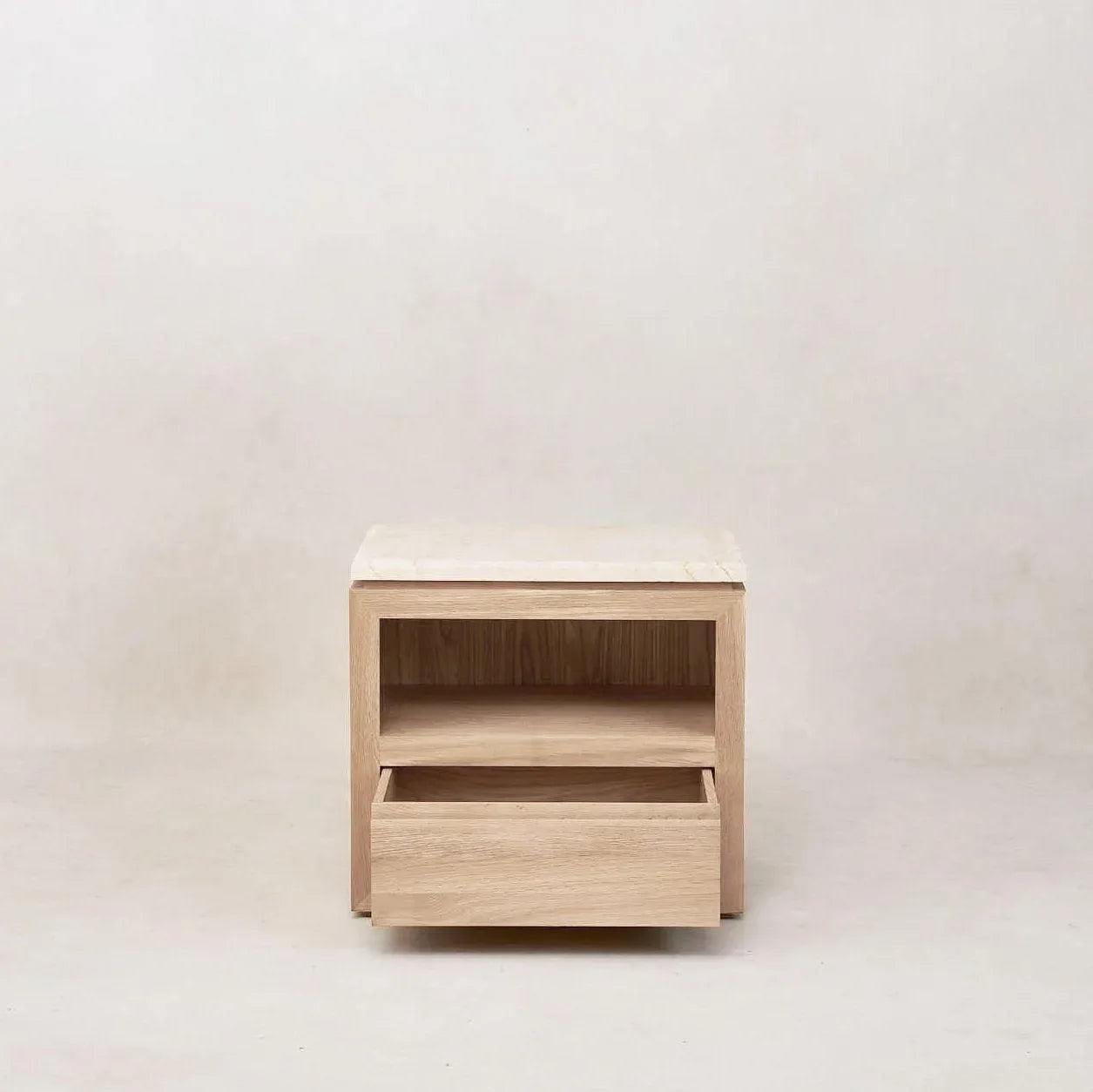 Sofita Marble Nightstand - White Oak - The Mayfair Hall