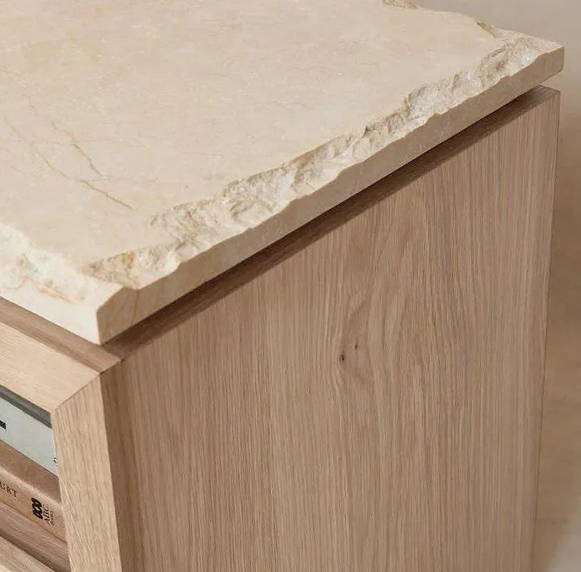 Sofita Marble Nightstand - White Oak - The Mayfair Hall