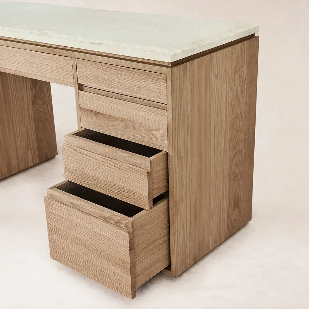 Ojai Vanity Desk - Sofita Marble - The Mayfair Hall