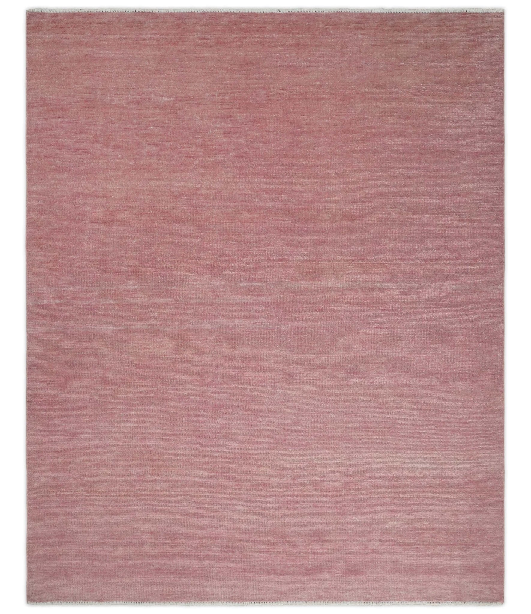 Solid Pink Custom Made Modern Contemporary Hand knotted wool Area Rug - The Rug Decor
