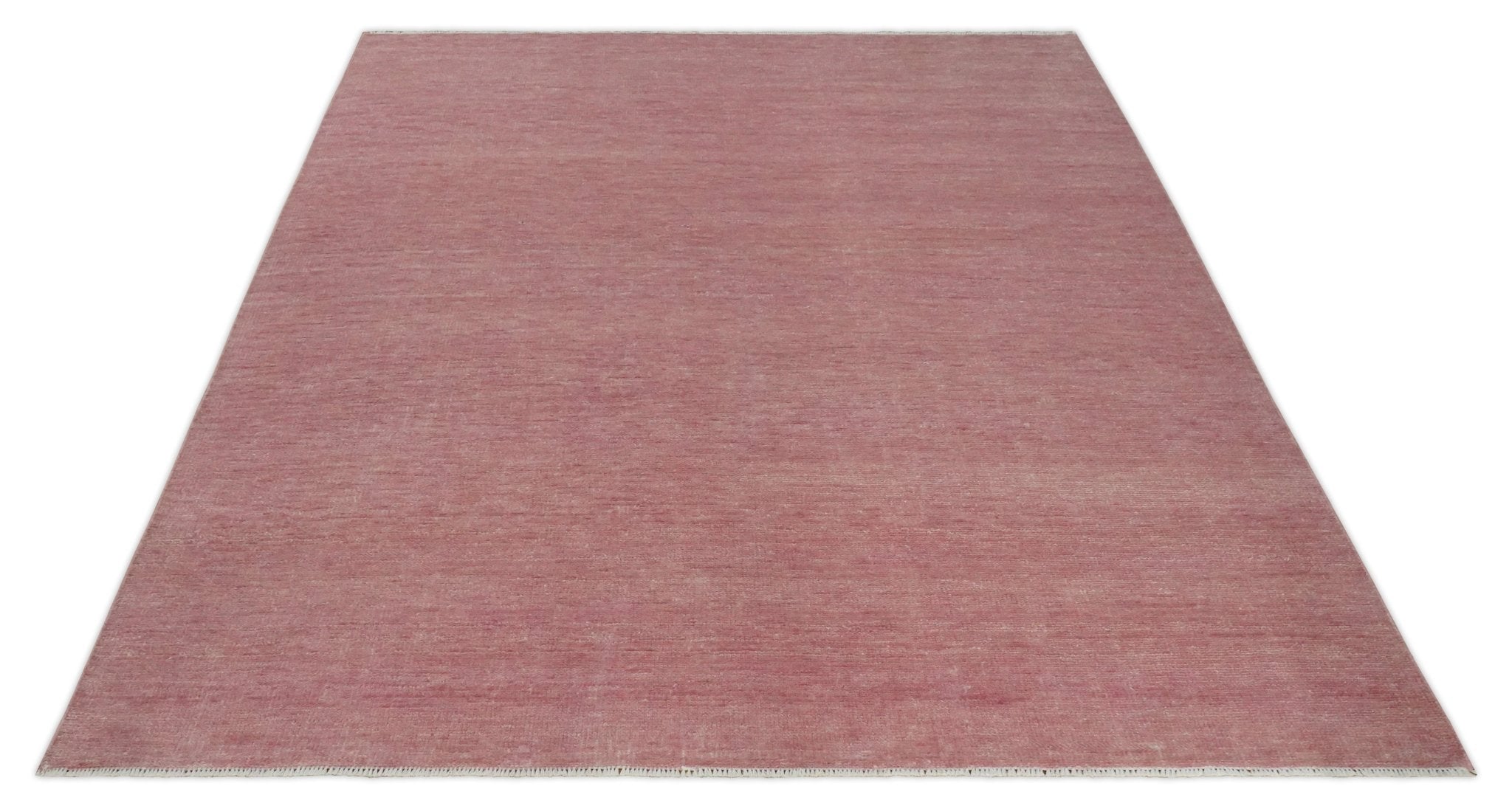 Solid Pink Custom Made Modern Contemporary Hand knotted wool Area Rug - The Rug Decor