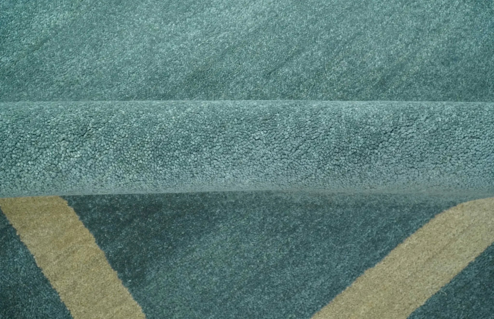 Solid Plain Blue Modern Hand Tufted 8x10 wool area rug - The Rug Decor