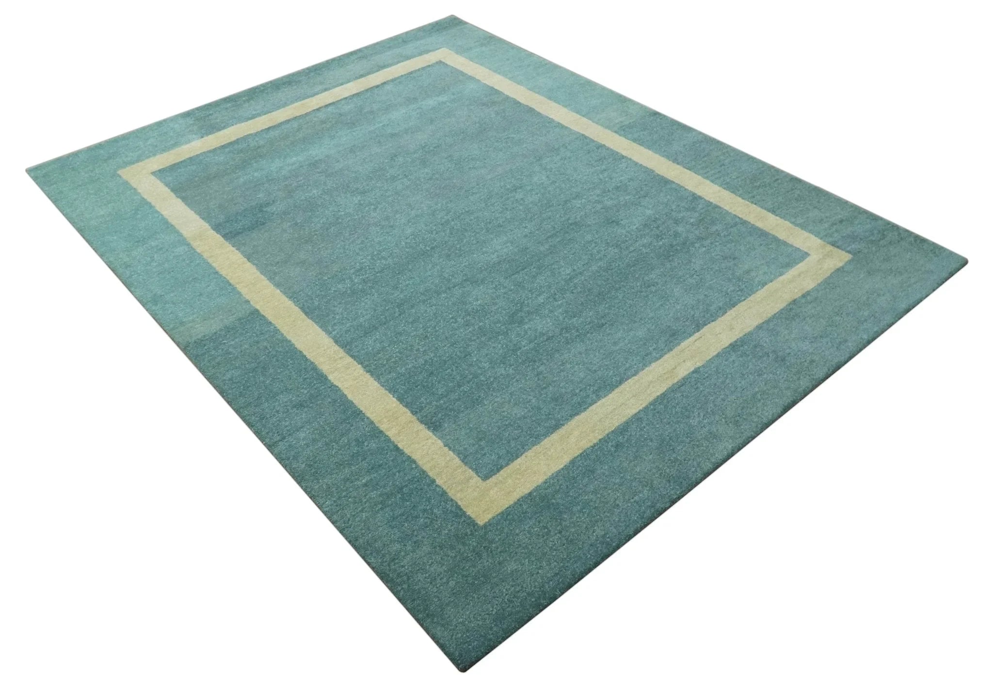 Solid Plain Blue Modern Hand Tufted 8x10 wool area rug - The Rug Decor