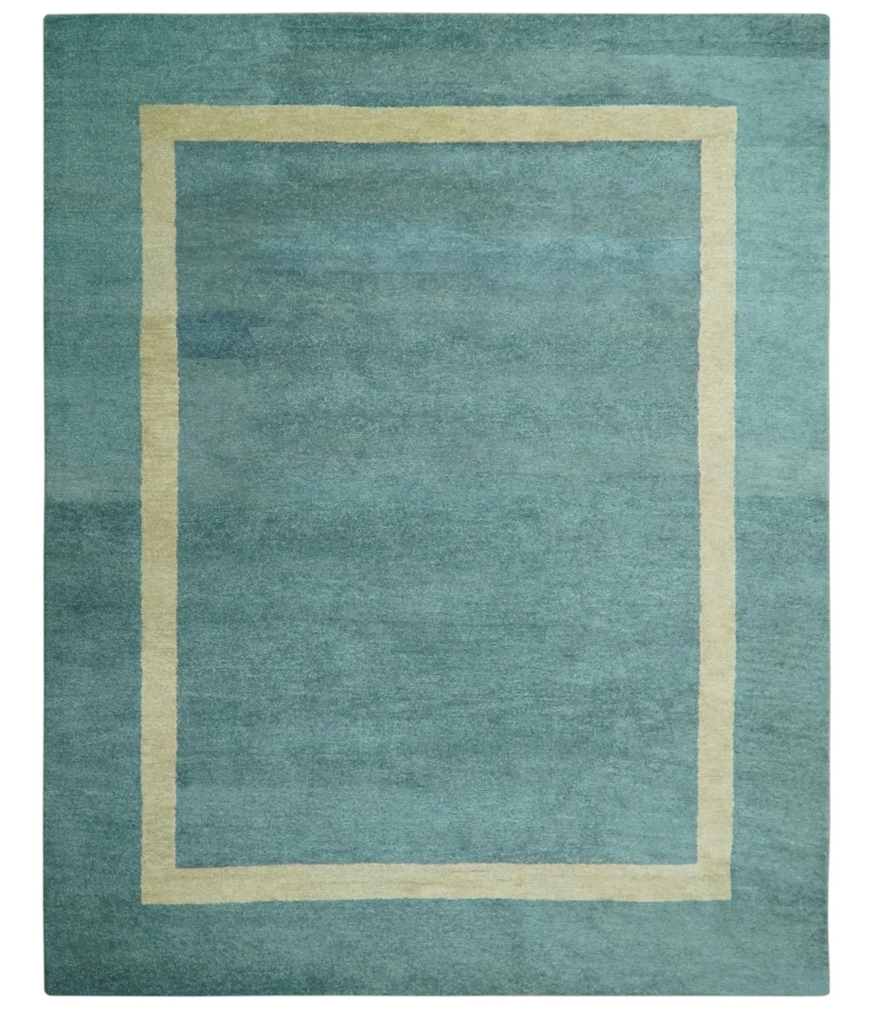 Solid Plain Blue Modern Hand Tufted 8x10 wool area rug - The Rug Decor