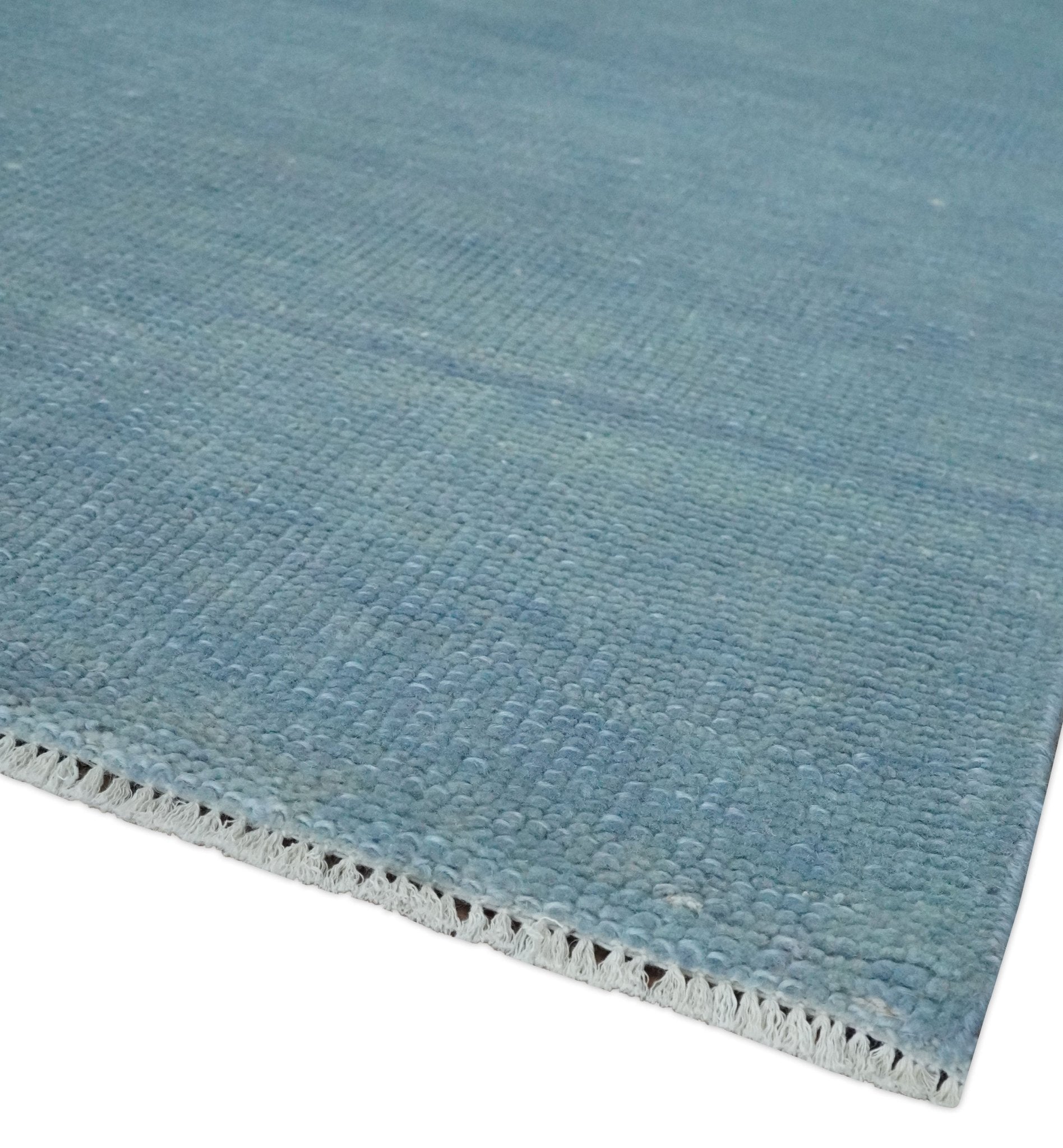 Solid Plane Blue Custom Made Modern Hand knotted wool Area Rug - The Rug Decor
