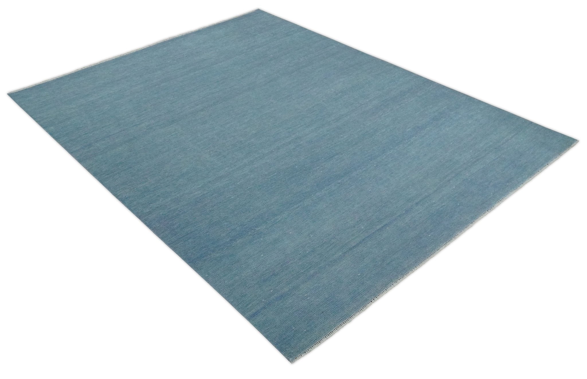 Solid Plane Blue Custom Made Modern Hand knotted wool Area Rug - The Rug Decor