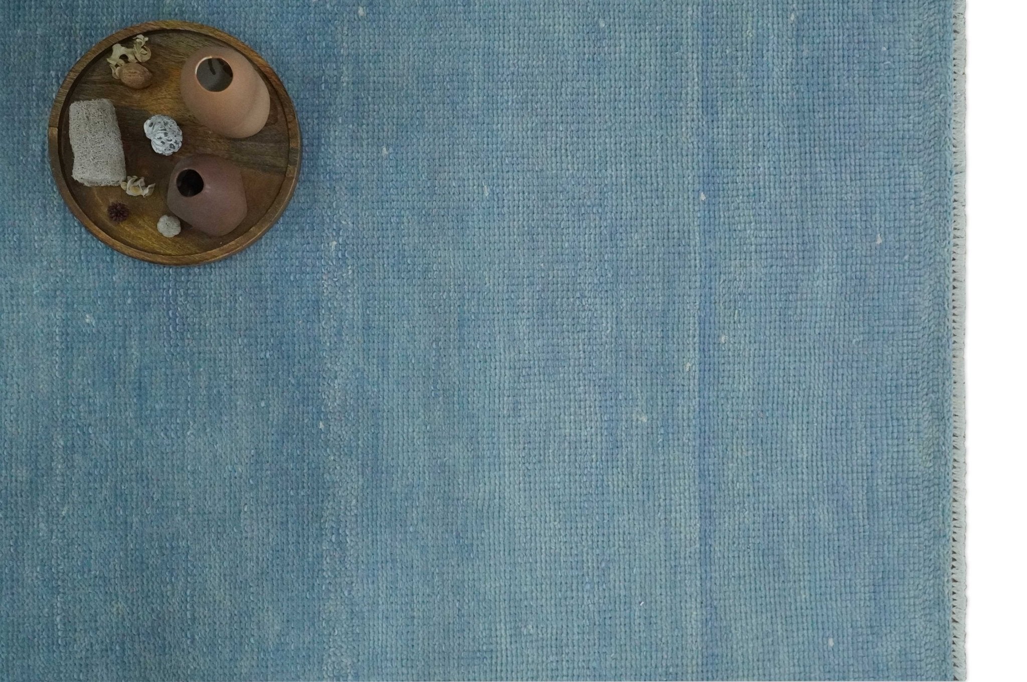 Solid Plane Blue Custom Made Modern Hand knotted wool Area Rug - The Rug Decor