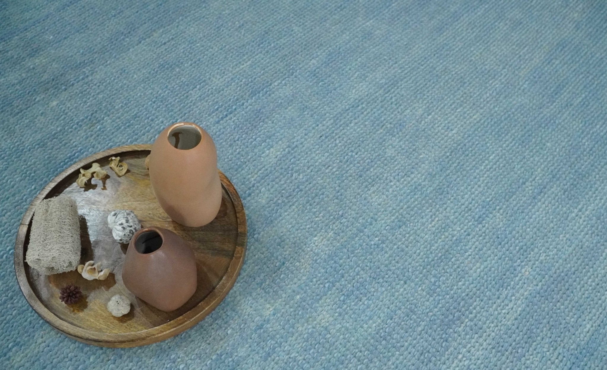 Solid Plane Blue Custom Made Modern Hand knotted wool Area Rug - The Rug Decor