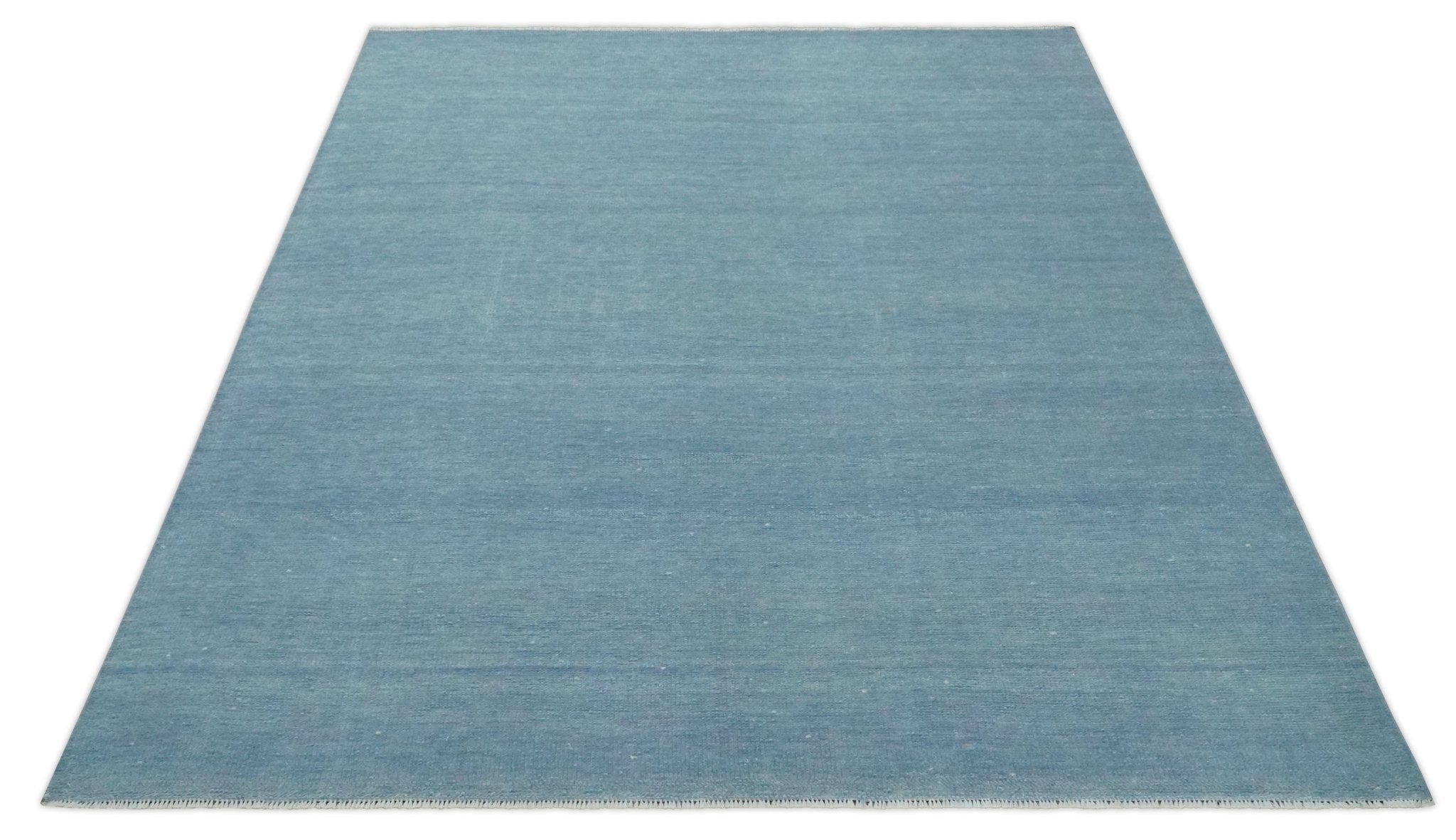 Solid Plane Blue Custom Made Modern Hand knotted wool Area Rug - The Rug Decor