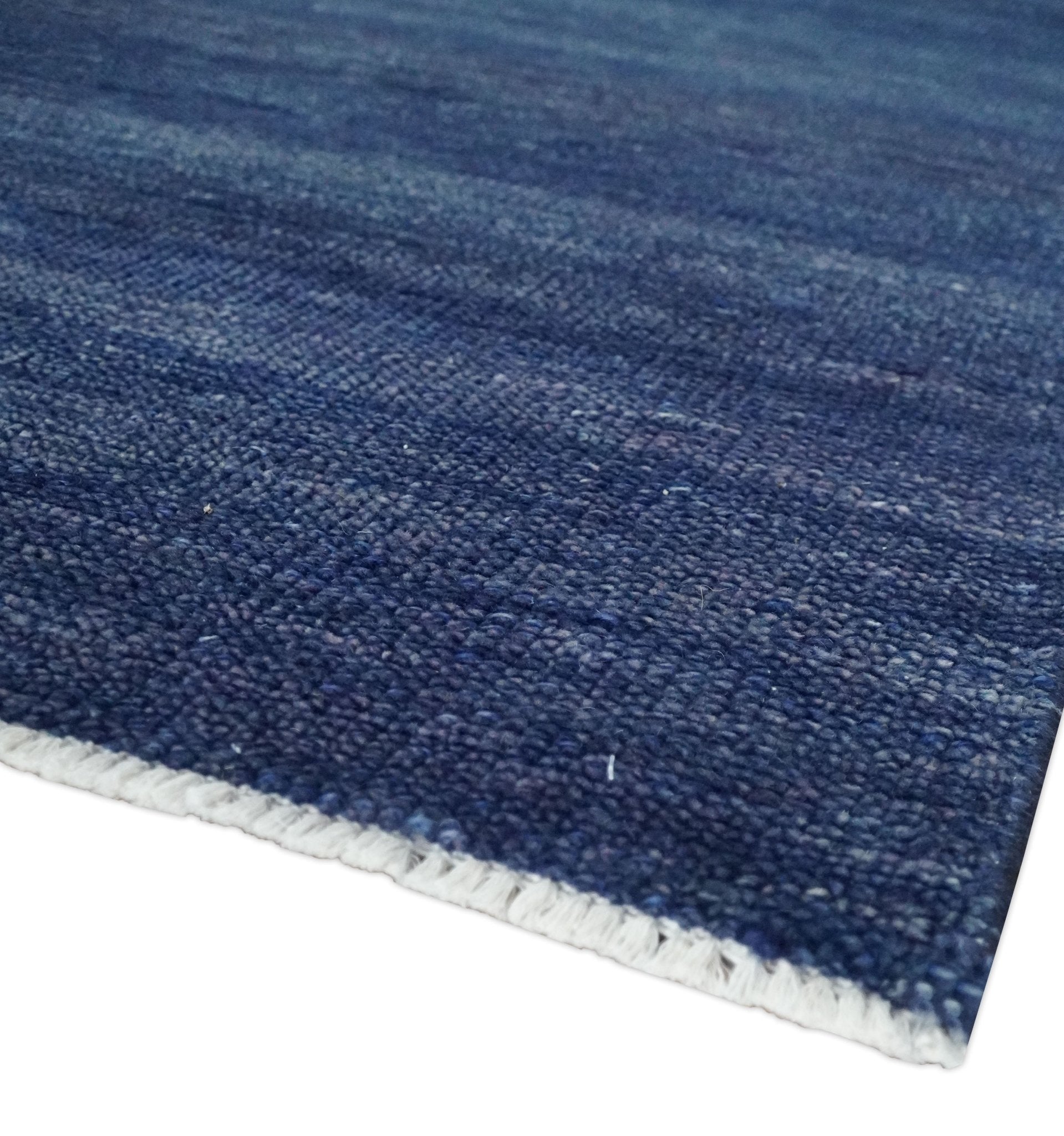 Solid Plane Blue Hand knotted Modern Custom Made wool Area Rug - The Rug Decor