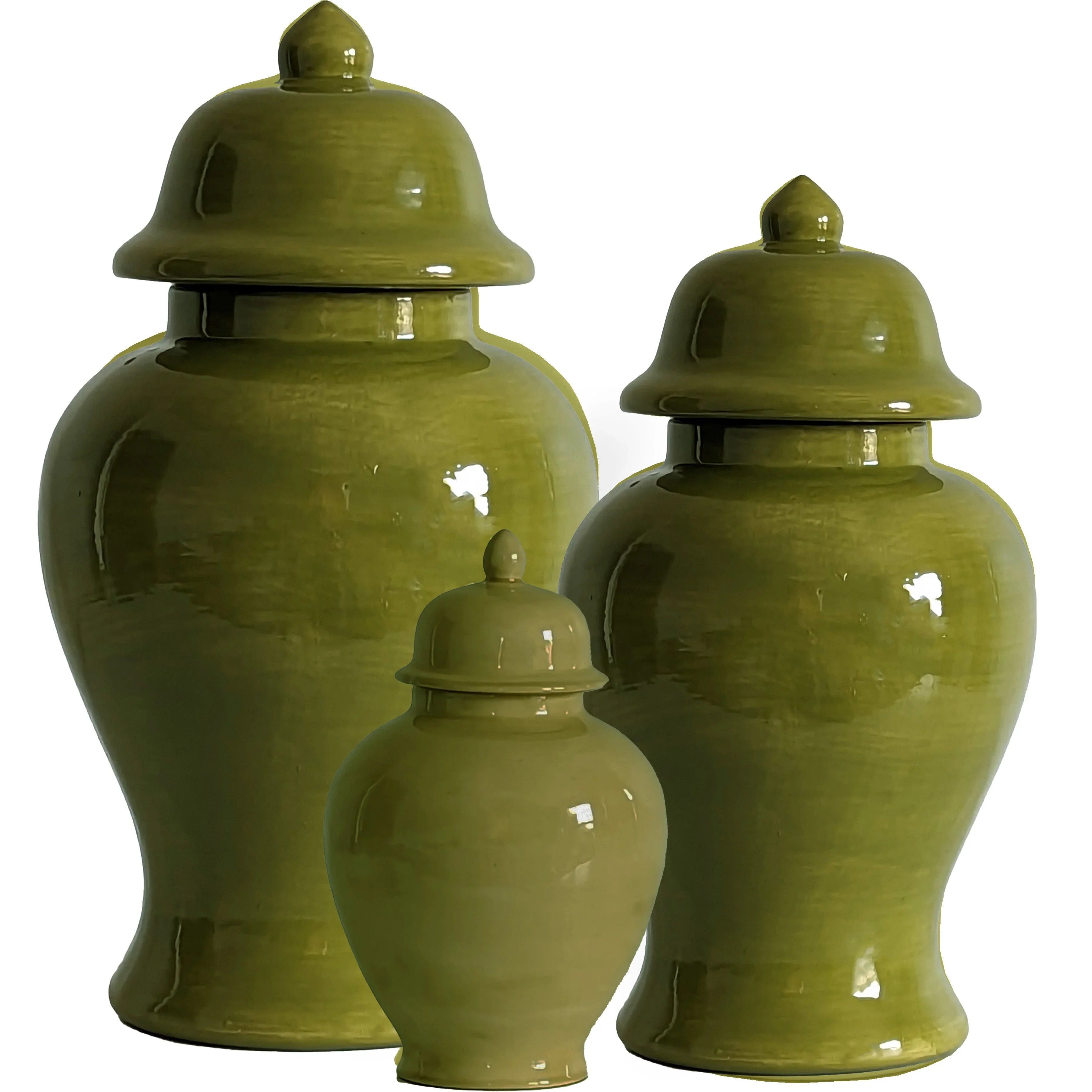 Moss Green Ginger Jars - The Mayfair Hall