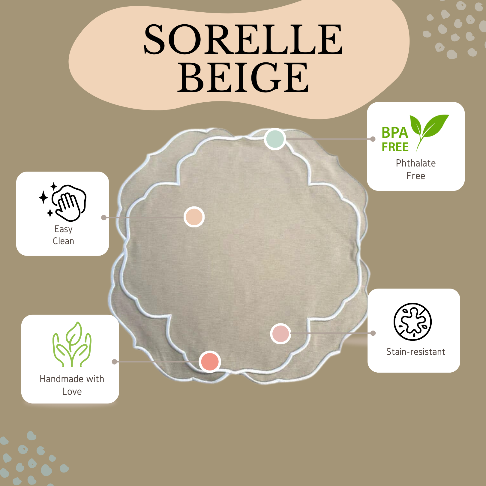 SORELLE BEIGE WHITE FABRIC PLACEMAT