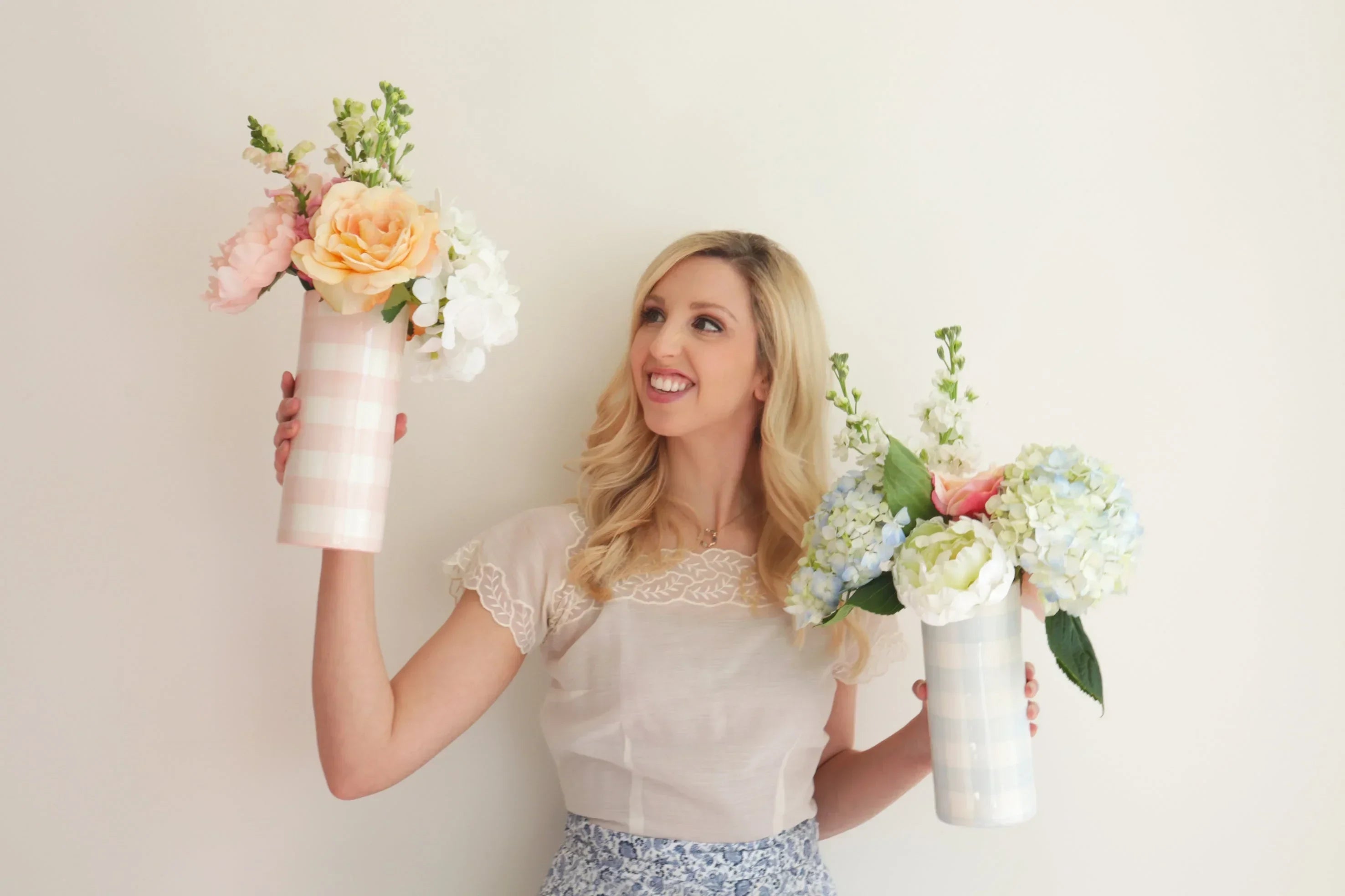 Gingham Column Vase - The Mayfair Hall