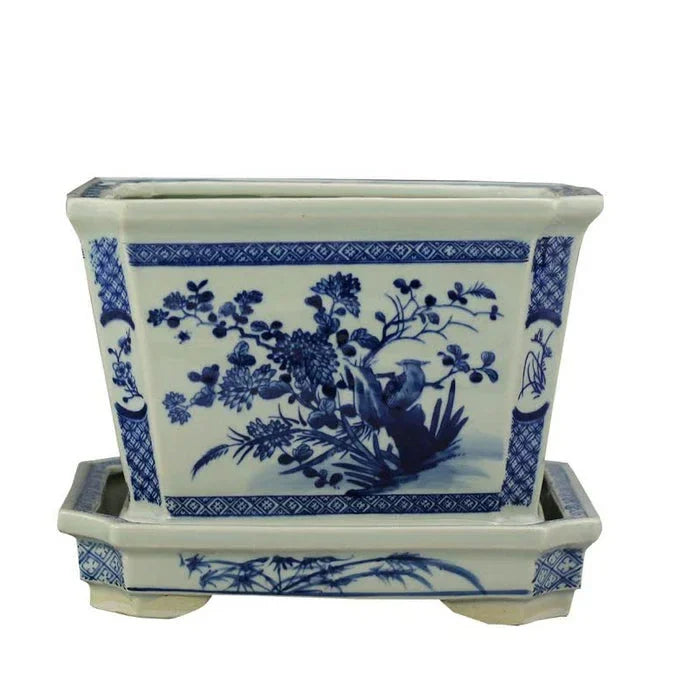 Floral Square Planter with Tray - The Mayfair Hall