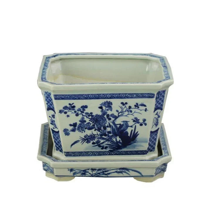 Floral Square Planter with Tray - The Mayfair Hall