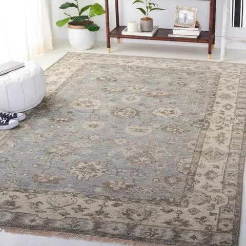 Samarkand Wool Rug in Gray and Ivory - The Mayfair Hall