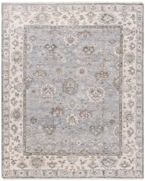 Samarkand Wool Rug in Gray and Ivory - The Mayfair Hall