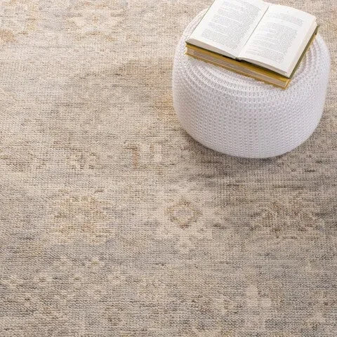 Samarkand Wool Rug in Light Gray and Beige - The Mayfair Hall