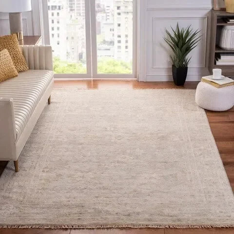 Samarkand Wool Rug in Light Gray and Beige - The Mayfair Hall