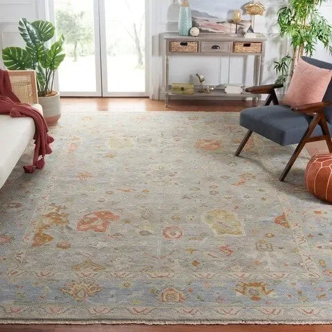 Samarkand Wool Rug in Blue and Gray - The Mayfair Hall