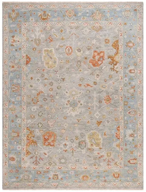 Samarkand Wool Rug in Blue and Gray - The Mayfair Hall
