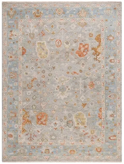Samarkand Wool Rug in Blue and Gray - The Mayfair Hall