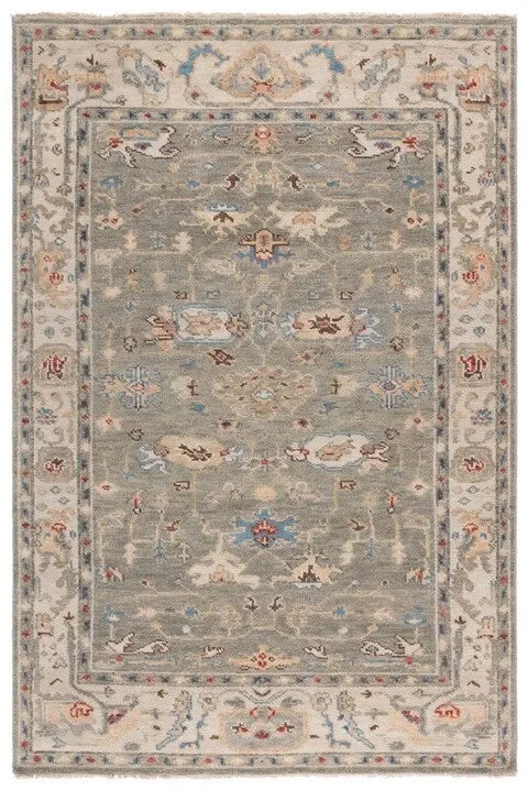 Samarkand Wool Rug in Gray and Ivory - The Mayfair Hall