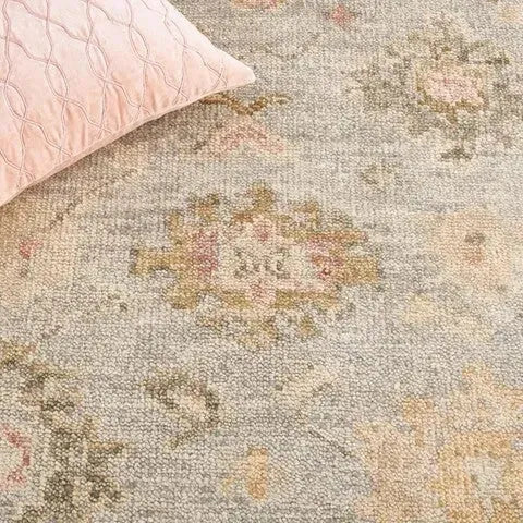 Samarkand Wool Rug in Light Blue and Sage - The Mayfair Hall