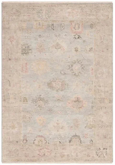 Samarkand Wool Rug in Light Blue and Sage - The Mayfair Hall