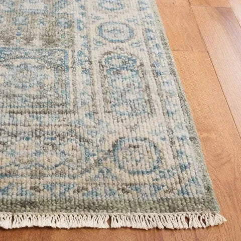 Samarkand Wool Rug in Light Blue and Ivory - The Mayfair Hall