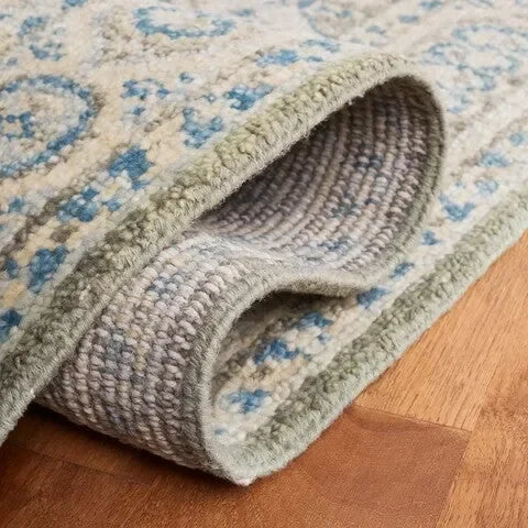 Samarkand Wool Rug in Light Blue and Ivory - The Mayfair Hall