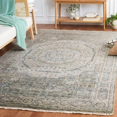 Samarkand Wool Rug in Light Blue and Ivory - The Mayfair Hall