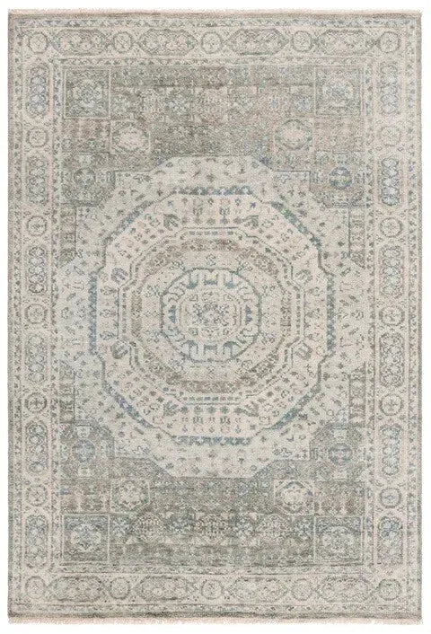 Samarkand Wool Rug in Light Blue and Ivory - The Mayfair Hall
