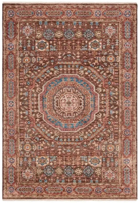 Samarkand Wool Rug in Brown and Rust - The Mayfair Hall
